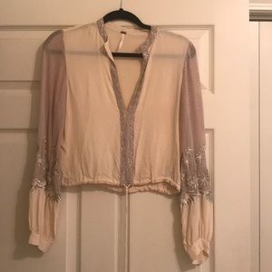 Free People Cream and Silver Top- Size XS